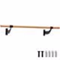 COSTWAY Barre de Danse Murale 120 cm Hauteur Fixe Ø 38 mm en Bois de Hêtre pour Yoga Etirements Exercice Noir & Naturel
