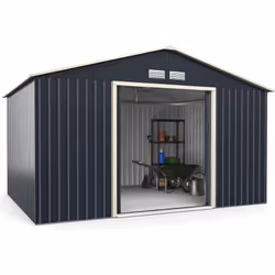 Description générale Découvrez notre abri de jardin en acier, une solution robuste et spacieuse pour le rangement de vos outi ...