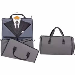 COSTWAY Sac de Voyage en PU Convertible Housses à Vêtements Suspendu 50L Sac de Sport pour Hommes et Femmes Gris