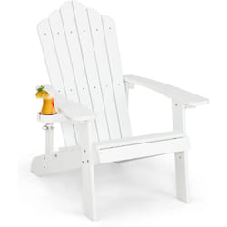 Costway - Fauteuil de Jardin Adirondack en hips Grain de Bois Réaliste, Chaise d'Extérieur Imperméable avec Porte-Gobelet Charge 170KG, pour Jardin