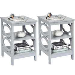 COSTWAY Lot de 2 Table de Chevet à 3 Niveaux Table dAppoint Simple et Contemporain pour Chambre Salon 40 x 40 x 61 cm Gris