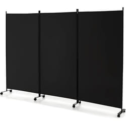 Costway - Paravent Intérieur à 3 Panneaux Pliable Détachables 262x180cm, Cloison de Séparation à 8 roulettes Cadre en Fer Fibre de Polyester, Facile