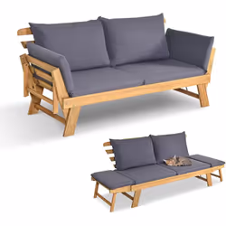 Le bois d’acacia de qualité supérieure offre une grande robustesse et durabilité Transformation flexible entre causeuse, lit  ...