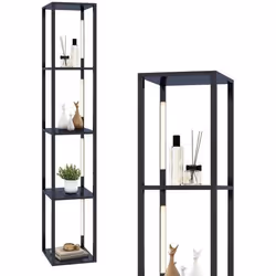COSTWAY Lampadaire Salon 163cm avec 4 Étagères Ampoules LED à 3 Intensités Variable Poteaux LED Rotatifs 360° Interrupteur au ...