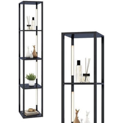 COSTWAY Lampadaire Salon 163cm avec 4 Étagères Ampoules LED à 3 Intensités Variable Poteaux LED Rotatifs 360° Interrupteur au Pied