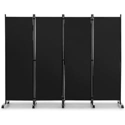 COSTWAY Paravent Intérieur à Roulette 4 Panneaux Pliable, Brise-Vue, Cloison de Séparation Pièce sur Pied Protéger Privée, 225x173CM (Noir)