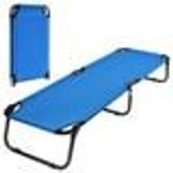 Lit de Camp Pliable en Tissu Oxford avec Tubes Métalliques Épaissis - COSTWAY - 190x56x30 cm - Bleu - 150kg