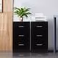 COSTWAY Caisson de Bureau Meuble de Rangement avec 3 Tiroirs pour Feuilles A4 LettreDossiers et Documents Noir