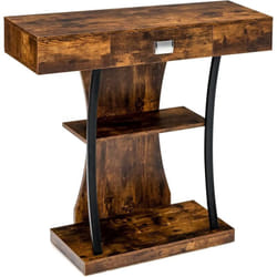 Costway - Table de Console Industrielle à 3 Étagères avec Tiroir, Meuble d'Entrée Vintage avec Dispositif Anti-Renversement pour Salon, Couloir,