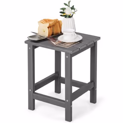 COSTWAY Table Basse de Jardin en HDPE L36 x P36 x H47 CM Anti-UV Charge max.:100 KG Table d’Appoint Intérieur Extérieur Gris