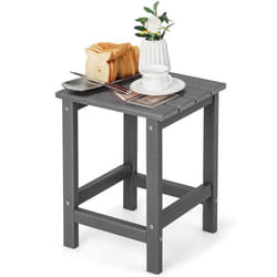 COSTWAY Table Basse de Jardin en HDPE L36 x P36 x H47 CM Anti-UV Charge max.:100 KG Table d’Appoint Intérieur Extérieur Gris