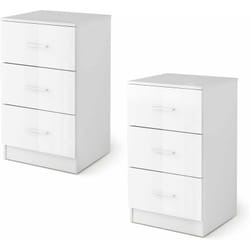 Lot de 2 Caisson de Bureau Meuble de Rangement avec 3 Tiroirs pour Feuilles A4, Lettre,Dossiers et Documents 37 x 34 x 66,5 cm Blanc - Costway