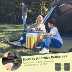 COSTWAY Matelas de Camping Autogonflant 2 Personnes avec 2 Oreillers 187x131x4 CM Sac Portable en PVC Imperméable Randonnées ...