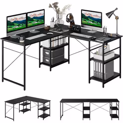 Emballés dans 2 boîtes qui peuvent ne pas arriver en même temps Le bureau d’ordinateur en forme de L utilise pleinement l’esp ...