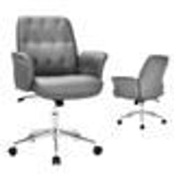 COSTWAY Fauteuil de Bureau à Bascule Moderne Pivotante en SimilicuirUltra Souple Hauteur Réglable Gris