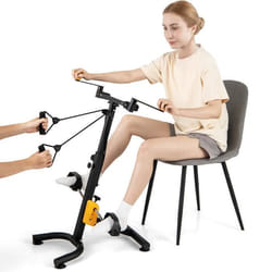 COSTWAY Vélo dAppartement à Pédales Pliable 9 Hauteurs Résistance Réglable Fonction Détirement avec Rouleaux de MassageEcran LCD