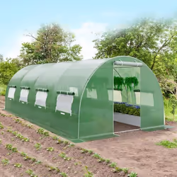 COSTWAY Serre de Jardin Tunnel 18m² 3 x 6 x 2 m en PE Cadre en Acier Galvanisé Robuste avec Zip Recto-verso Anti-UV Imperméab ...
