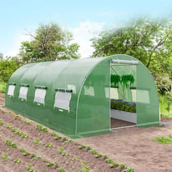 COSTWAY Serre de Jardin Tunnel 18m² 3 x 6 x 2 m en PE Cadre en Acier Galvanisé Robuste avec Zip Recto-verso Anti-UV Imperméable