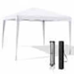 Tonnelle de Jardin Pliante Instantanée - COSTWAY - Protection UV - 3 Hauteur Réglable - Cadre en Métal Blanc