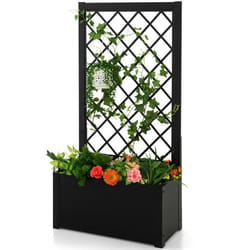 COSTWAY Jardinière avec Treillis en Métal 63x31x124CM Bac à Fleurs Résistance aux Intempéries pour Plante Grimpante Légume et Fruit