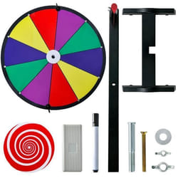 COSTWAY Roue de la Fortune 12 Pouces (Dia.30 cm)-10 Fentes Colorées-Prize Wheel-Marqueur à SecEffaceur-Base Antidérapante-Carnaval