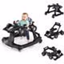 COSTWAY Trotteur Bébé Pliable Musical 4 en 1 Apparence de Voiture Pousseur Hauteur et Vitesse Réglables avec Lumière Volant N ...