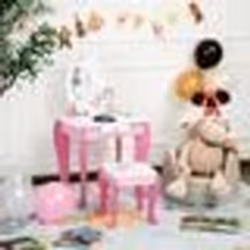 COSTWAY Coiffeuse pour Enfant Table de Maquillage avec Tabouret Miroir Détachable et 1 Tiroir de Rangement Style Princesse Ro ...