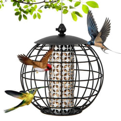 COSTWAY Mangeoire à Oiseaux Suspendue en Métal dExtérieur Mangeoire à Oiseaux Sauvages pour Maïs Cacahuètes Design anti-écureuil