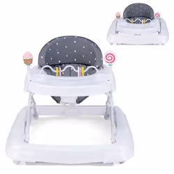 COSTWAY Trotteur Bébé Pliable 3 Hauteur Réglable Coussin Détachable Lavable Plateau de Rangement Barre de Jouets Amovible Gri ...
