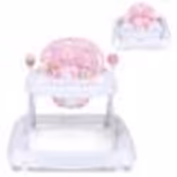 COSTWAY Trotteur Bébé Pliable 3 Hauteur Réglable Coussin Détachable Lavable Plateau de Rangement Barre de Jouets Amovible Ros ...