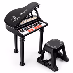 COSTWAY Piano à Queue Enfant 31 Touches avec TabouretMicrophone3 Mode dEnseignement LEDMP3 4 Styles de Musique 22 Morceaux No ...