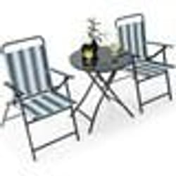 COSTWAY Ensemble Repas de Jardin Table Exterieur avec Chaises Pliantes Set de Balcon Charge max.:150 KG Sans Assemblage