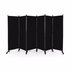 COSTWAY Paravent à Roulette - 6 Panneaux Pliable Détachables 3345 x 172 cm (L x H) Cloison de Séparation Protéger Privée Noir