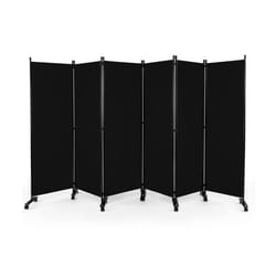 COSTWAY Paravent à Roulette - 6 Panneaux Pliable Détachables 3345 x 172 cm (L x H) Cloison de Séparation Protéger Privée Noir