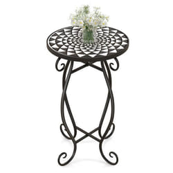 COSTWAY Table dAppoint Ronde de Jardin avec Plateau Mosaïque en Carreaux de Céramique Petite Table Basse dExtérieur pour Balcon