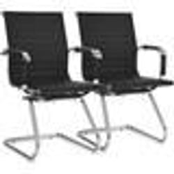 Fauteuils de Bureau en Cuir PU Modernes - COSTWAY - Lot de 2 - Dossier Ergonomique - Base en Z Robuste - Noir