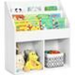COSTWAY Bibliothèque Enfants en Bois - 3 Compartiments et 2 Cubes Ouverts Rangement Jouets - 70 x 30 x 80 CM Blanc