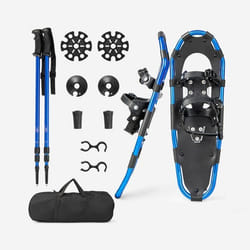 Raquettes à Neige 30’’ COSTWAY-en Aluminium-Bâtons de Ski Rétractables-Sac de Transport-Fixation à Double Cliquet-35 à 45 EU-Marine