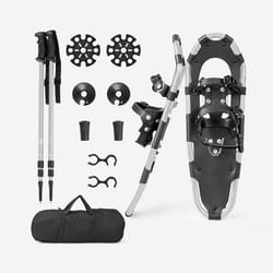 Raquettes à Neige 30’’ COSTWAY-en Aluminium-Bâtons de Ski Rétractables-Sac de Transport-Fixation à Double Cliquet-35 à 45 EU-Argent