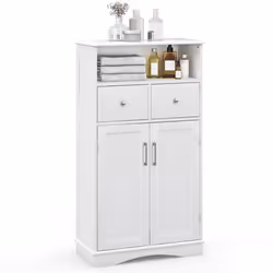 COSTWAY Meuble de Salle de Bain à 2 Portes 2 Tiroirs avec Étagères Réglables pour Salle de Bain Salon Cuisine 60 x 30 x 108 c ...