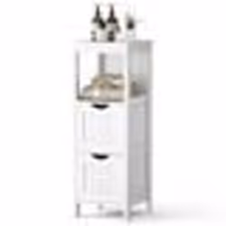 COSTWAY Meuble de Salle de Bain avec 2 Tiroirs Amovibles Etagère Ouverte pour Salon Salle de Bain Chambre Blanc