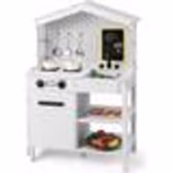 COSTWAY Cuisine Enfants avec Tableau Noir Belles Fenêtres Espace de Rangement Accessoires Riches Cadeau pour Enfants de 3 Ans ...
