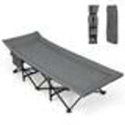 COSTWAY Lits de Camp Pliable 188 x 685 x 485 cm avec Sac de Transport Coussin et Appui-tête 10 Pieds de Support Gris