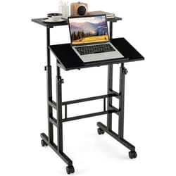 Bureau Assis-Debout à Roulettes COSTWAY - Hauteur Réglable - Style Moderne