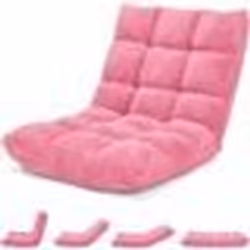 COSTWAY Chaise de Sol Pliable - Dossier inclinable sur 14 Positions Coussin de Sol pour Lecture Relax Méditation Rose