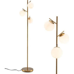 Lampadaire Salon à 3 Abat-jours Moderne COSTWAY-H 169cm en Verre E27-Interrupteur à Pied-Poteau en Métal pour ChambreBureau