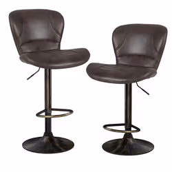 Lot de 2 Tabourets de Bar Pivotants Industriels - COSTWAY - Hauteur du Siège Réglable 61-81 cm - Restaurant Café Marron Rusti ...