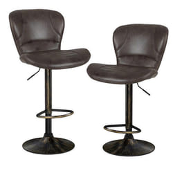 Lot de 2 Tabourets de Bar Pivotants Industriels - COSTWAY - Hauteur du Siège Réglable 61-81 cm - Restaurant Café Marron Rustique