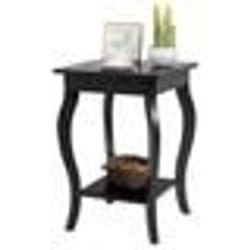 COSTWAY Table dAppoint 2 Niveaux Bout de Canapé Carrée avec Patins Antidérapants pour Chambre Salon 40 x 40 x 60 cm Noir