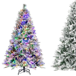 Sapin de Noël Artificiel avec Lumières led et Fonction Minuterie, Arbre de Noël avec Aiguilles en pvc, Vert (180 cm) - Costway